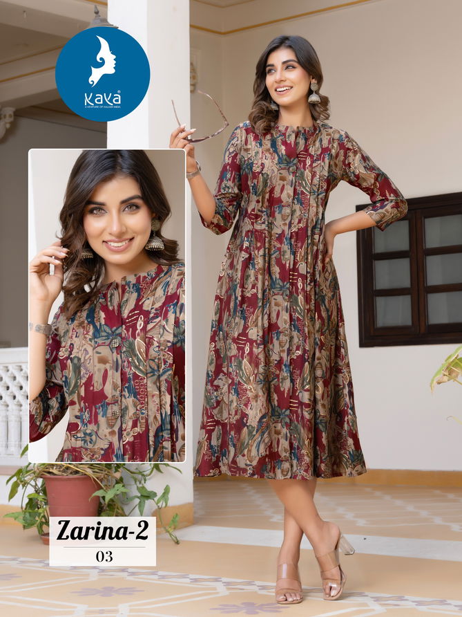 Zarina 2 By Kaya Chanderi Foil Printed Anarkali Kurti Wholesale Price In Surat